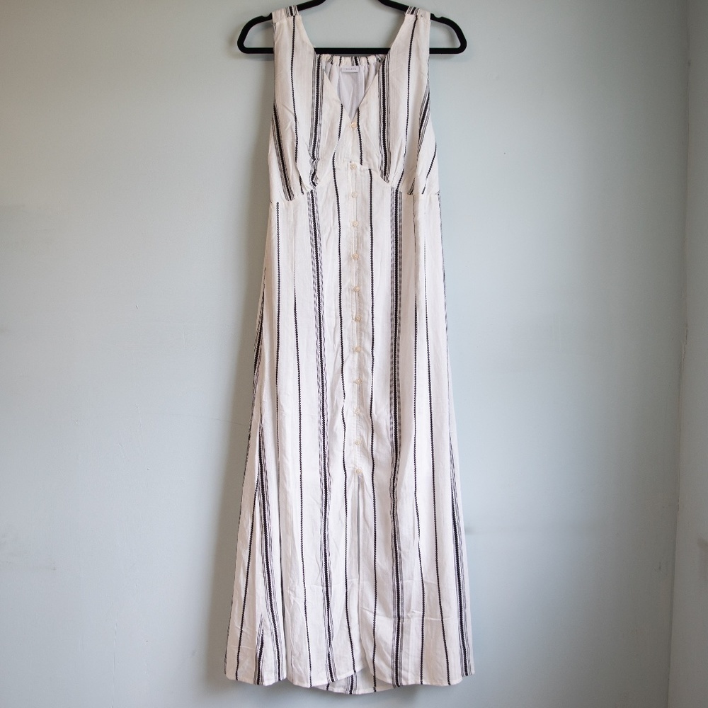 Lascana black and white stripe v-neck maxi dress-12